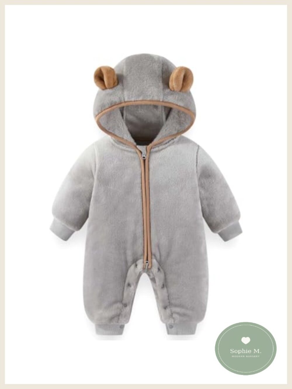 Newborn Baby Fleece Snowsuit Hooded Bear Ears Winter Jumpsuit Romper